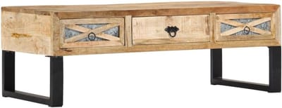 Salontafel Mangohout - Koffietafel Hout - Woonkamer Organiseren - Met 3 Laden - 110 x 50 x 38 cm