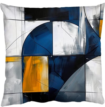 Sierkussens - Kussentjes Woonkamer - 50x50 cm - Abstract - Vormen - Goud - Blauw - Geometrisch
