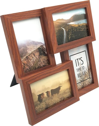 Fotolijst - Henzo - Pure Barry - Collagelijst voor 4 foto's - Fotomaat 10x15 cm - Bruin