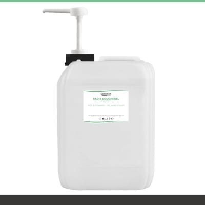 Bad & Douchegel - Eucalyptus - Lichtgroen/Transparant - 5 Liter - Cosmeya | Navullen.com Navullen Cosmeya.nl Ltr Jerrycan Met Pomp Navulling Navullen Shower gel Showergel Douche gel Shampoo Jerrycans Voordeelverpakking Body wash Gel