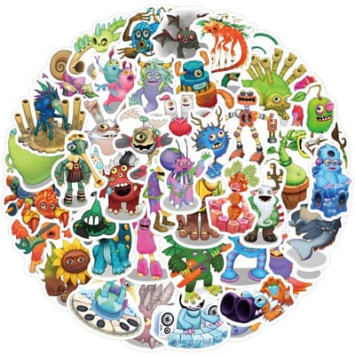 60 Stuks My Singing Monsters Graffiti Stickers Bagage Waterbeker Schrijfwaren Auto Scooter Laptop Koelkast Decoratie Diy Stickers beige