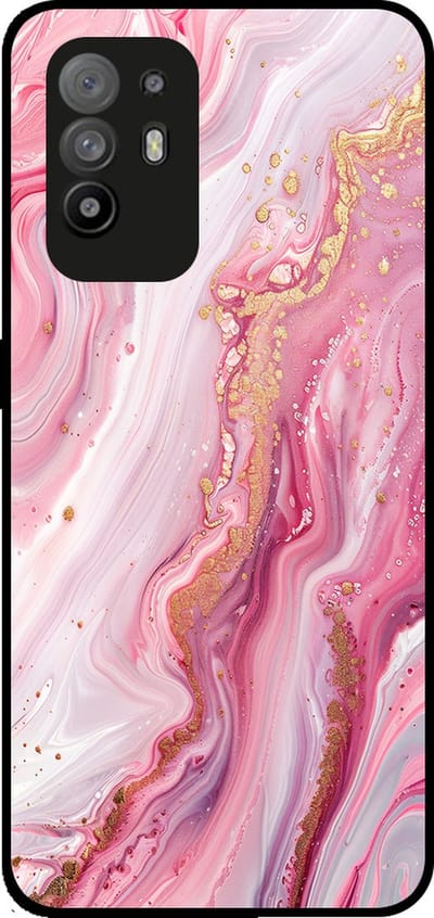 Smartphonica Telefoonhoesje Geschikt voor Oppo Reno5 Z met marmer opdruk - TPU backcover case marble design - Roze geschikt voor Oppo Reno5 Z