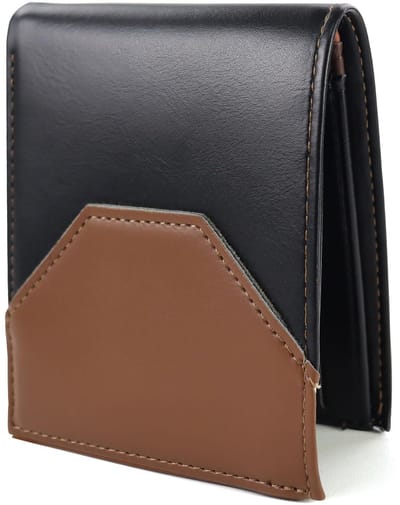 Dailygoods - Bifold Slim Wallet Portemonnee voor heren, grote capaciteit, portemonnee, PU-leer, creditcardhouder met meerdere kaartsleuven, draagbare kleine portemonnee met ID-venster, zwart, Eén maat