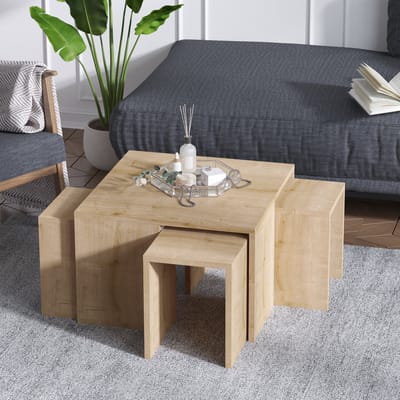 Asir - Salontafelset - Saffier Eiken - 60 x 37 x 60 cm