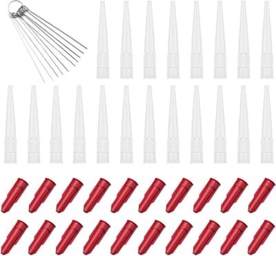 Transparante afdichtdoppen, 40 stuks, vervangbare siliconen nozzles, cartridge tips met 10 reinigingsnaalden, ideaal voor lijmafdichting en keuken gebruik