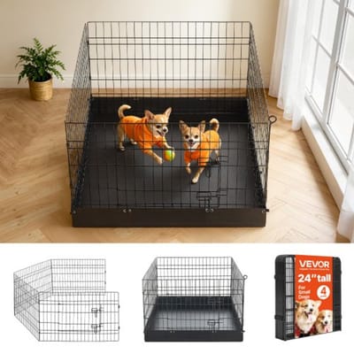 VEVOR Puppyren, Puppyren, Hondenren, 61 cm, 4-Delige Set met Speelmat, Speelplek voor Kleine Honden, Katten en Andere Kleine Dieren, Opvouwbaar, Veelzijdig in Gebruik Dankzij de Verschillende Vormen