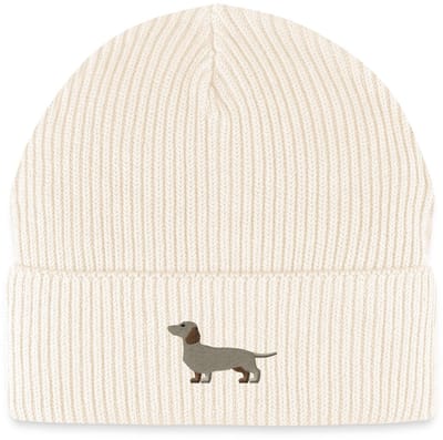 Geborduurde Teckel Uniseks Bio Fisherman Beanie