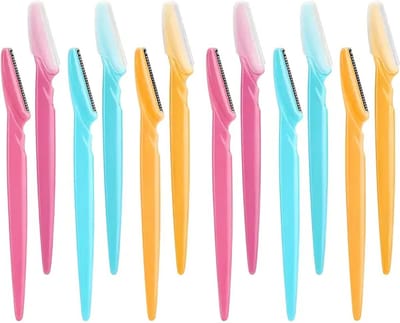 Wenkbrauw Scheermesjes - 12-Pack – Geurloze, Multifunctionele Haarverwijderingstools voor Wenkbrauwen, Gezichtshaar en Lichaam – Scherpe Messen voor Precisie en Eenvoudig Gebruik, Ideaal voor Thuis en Reizen - RVS