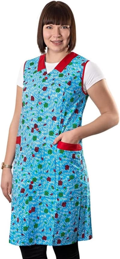 Dames Schort Jurk - Kittel zonder mouwen - Huishoudelijk werk - Met praktische zakken - 106 cm lengte - Blauw