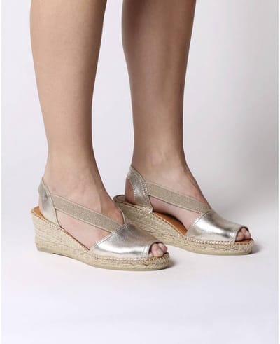 Leren espadrille met middelhoge sleehak en open achterkant | TEIDE-P