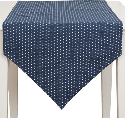 Clayre & Eef Tafelloper TLS65BL 50*160 cm Blauw Katoen Ster Tafelkleed Loper Tafeltextiel