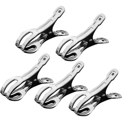 5 Pcs Pinces à Linge en Acier Inoxydable Serrage Fort Inoxydable Durable Léger Portable Métal Plage