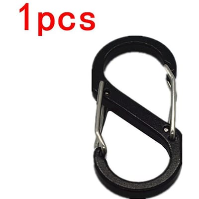 Veerhaak Aluminiumlegering Karabiner Veergesp Buitenrugzak Kampeer Sleutelhanger Visgereedschap Sluiting Drukknop Snapclip 1 pcs black