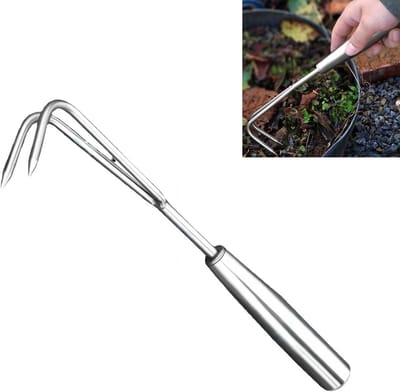 Handhark Roestvrij Staal - Tuinklauw Cultivator - Onkruid Wieden - Ergonomische Handgreep - 29 cm Lengte