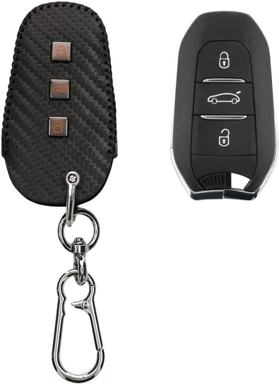 kwmobile Autosleutel Kunstlederen Hoes voor Peugeot Citroen 3-knops Smartkey autosleutel (alleen Keyless Go) Cover - Sleutelhoes met Sleutelring - design