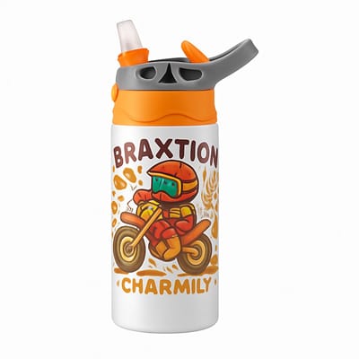 Donkere Mysterieuze Drinkfles – Stijlvolle Hydratatiefles voor Liefhebbers van Unieke Designs - Waterfles voor kinderen (wit/oranje)