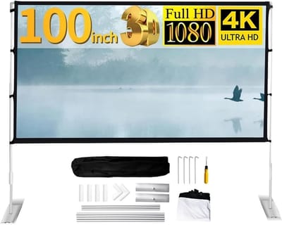 Projectiescherm Outdoor - Draagbaar Scherm - Thuisbioscoop Creëren - Kreukvrij Polyester Materiaal - 100 inch 16:9 - Wit