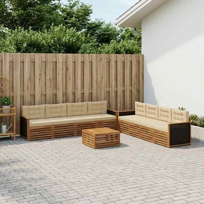 vidaXL - Buiten - bank - set - 9 - st - Natuurlijk - en - Beige - Polyester