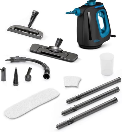 2-in-1 Stoomreiniger - Handstomer Vloerstomer - Huis Grondig Reinigen - 15 Seconden Opwarmtijd - 30 Min Stoom - Zwart Blauw