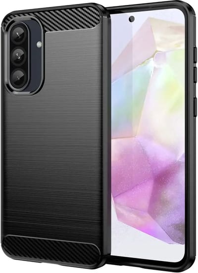 Geborsteld TPU Hoesje Geschikt voor Samsung Galaxy A56 | Beschermhoes | Back Cover | Flexibel TPU | Stijlvol Carbon | Dun | Zwart