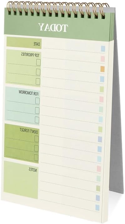 Wekelijkse Planner A5 met 52 Scheuren, Ongeorganiseerd Dagelijks To-Do Lijst Pad voor Efficiënte Planning en Organisatie in Groen