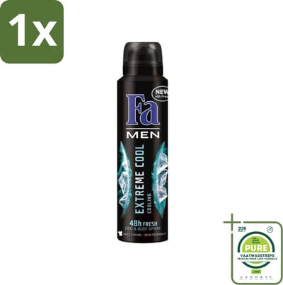 1 x Fa Men - Extreme Cool - Deodorant Spray - Coolend - 150 ml - Mannen Deodorant - Deodorant Spray - Koele Geur - Frisse Geur - Langdurige Bescherming