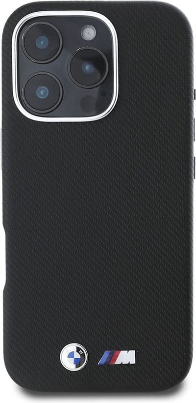 BMW, Beschermhoesje Geschikt voor Apple iPhone 16 Pro Max ultrabestendig Kevlar-patroon, Zwart