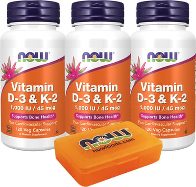 Now Foods - Vitamine D3 & K2 - 360 Capsules - Met pilbox