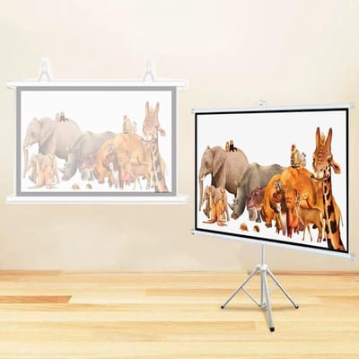 Projectiescherm Met Standaard - Draagbaar Statiefscherm - Film En Presentatie - Stabiel Ontwerp - 50 Inch 16:9 - Wit