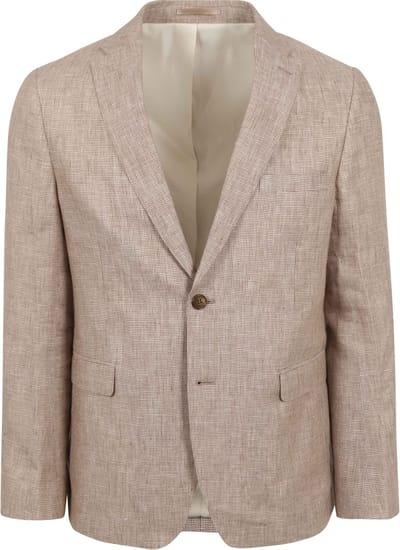 Suitable Blazer Pepita Linnen Beige - Maat 54 - Heren blazer