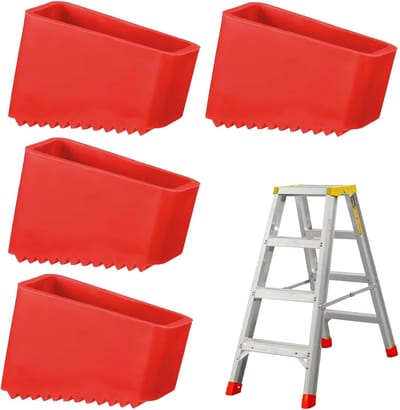 Pack van 4 - 50 x 20 mm Ladder Voeten - Rubber Voeten voor Ladders - Rubber Print Voeten - Ladder Beschermhoezen - Antislip Ladder Voetbedekking - Universele Ladder Voeten