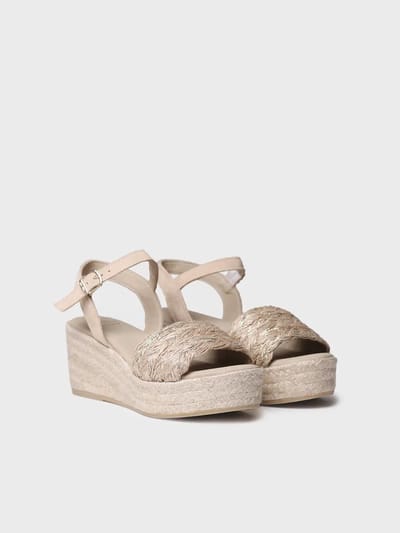 Dames espadrille van gevlochten jute met sleehak en gesp | ROCIO-PH