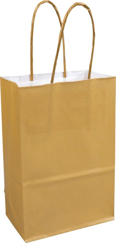 Tas | Papier | gedraaid papieren koord | 14x 8x21cm | draagtas | goud | 50 stuks
