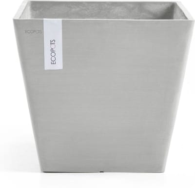 Ecopots Rotterdam 40 - White Grey - 40,1 x H35,5 cm - Vierkante witgrijze bloempot / plantenbak