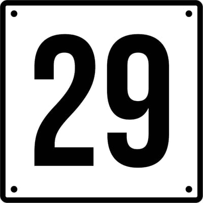 Huisnummerbord 29 - Incl. Schroeven en Pluggen – Acrylaat - 10 x 10 cm - Wit met Zwart