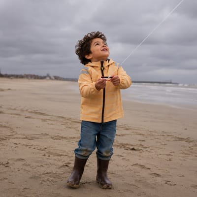 Ducksday - Regenjas Kinderen - Waterdicht - Ademend - Reflecterend - Regenkleding Unisex - Okergeel - Maat 92/98