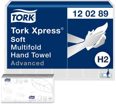 Tork Xpress Multifold papieren handdoeken Advanced H2, zacht, groot, 2-laags, wit (120289)