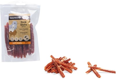 Beeztees Tasty Treats Eend Staafjes met Vis - Hondensnacks - Hondenkoekjes - Hondensnoepjes - 200 gram