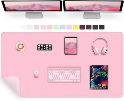 Grote PU Leren Bureau Ondergrond 120 x 60CM - Antislip Muismat, Waterdichte Schrijfmateriaal en Desk Blotter voor Computer en Toetsenbord (Fairy Pink)