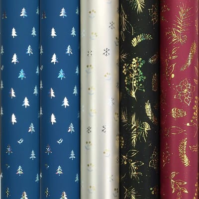 ALASKA Metallic assortiment cadeaupapier inpakpapier voor kerst - 150 x 70 cm - 5 rollen