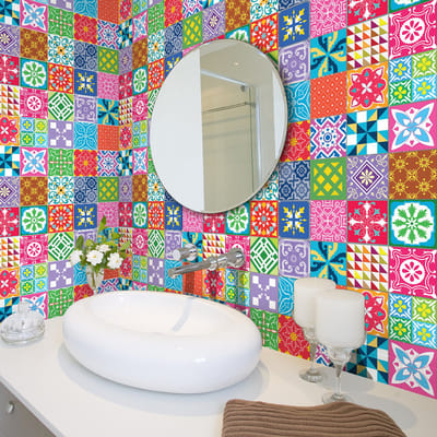 Zelfklevende tegelmuurstickers voor keuken en badkamer - 30 Azulejos Alexidina cementtegelstickers - 30 stickers 20x20cm