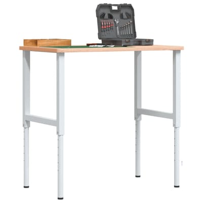 vidaXL - Werkbank - rechthoekig - 100x60x(71,5-98) - cm - massief - beukenhout