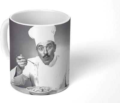 Mok - Koffiemok - Chef - Spaghetti - Pasta - Mokken - 350 ML - Beker - Koffiemokken - Theemok