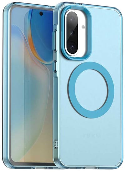 MagSafe Compatibel Backcover Hoesje Geschikt voor Samsung Galaxy A56 / A36 - Blauw & Semi-Transparant Design - Stijlvol & Goede Bescherming