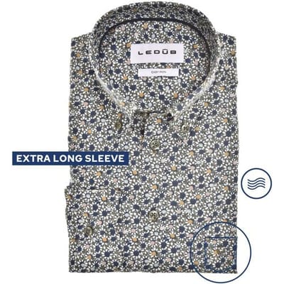 Ledûb Overhemd Stylish Flower Print Mouwlengte 7 Donker Groen / male