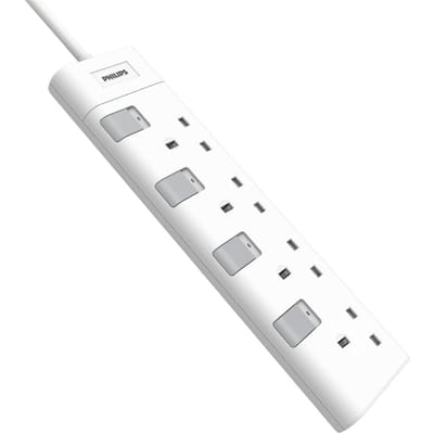 Stekkerdoos 4 Stopcontacten 230V – Philips CHP3140WB/05 – Wit