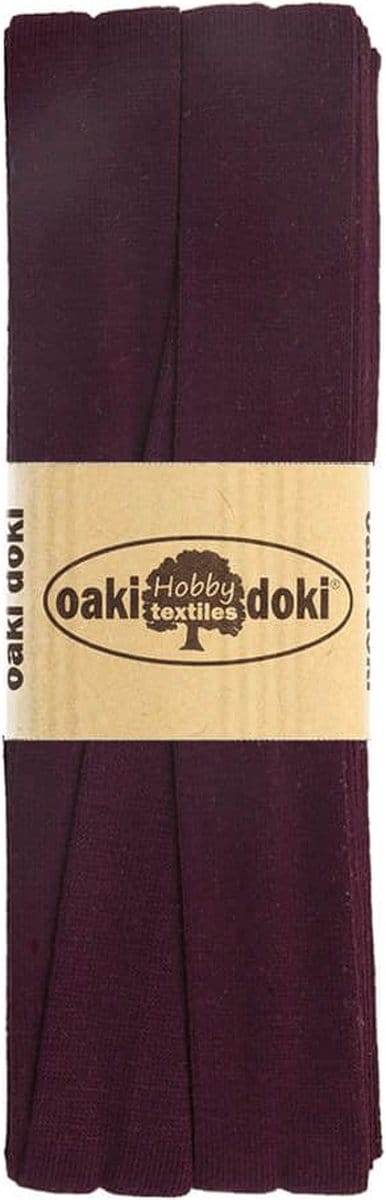 Oaki Doki Jersey Tricot Biaisband 20mm – 3 Meter – Bordeaux Rood 815 – Elastisch Afwerkingslint voor Stretchstoffen