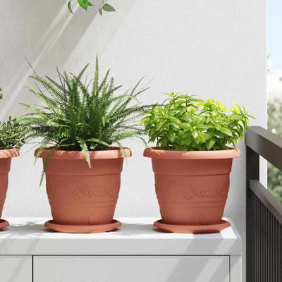 vidaXL - Ronde - Bloempot - 6 - st - Baksteenrood - Ø - 22 - x - 18 - cm - Kunststof