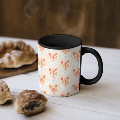 Magische Mok - Foto op Warmte Mokken - Koffiemok - Italiaans - Zee - Sfeer - Kreeft - Blauw - Geel - Oranje - Magic Mok - Beker - 350 ML - Theemok