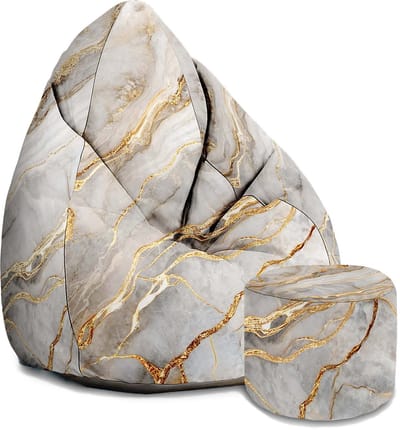 DreamRoots Oxford Zitzak voor Volwassenen – Luxe Beanbag met Voetsteun en Afneembare Hoes – Inclusief Vulling – 80x80x120 cm - Gold Fantasy